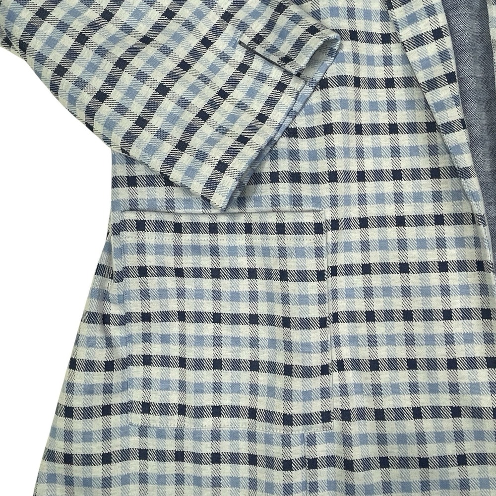 Cato Women's 22/24W Blue Plaid Open Front Blazer Cardigan Jacket - Picture 7 of 8
